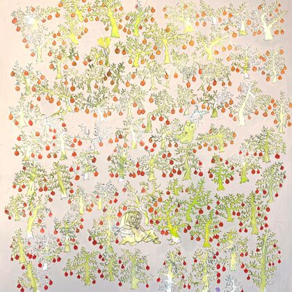 Korallenwald, 150 x 135 cm, Acryl und Kohle auf Leinwand, 2022
