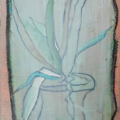 Pflanze, 18 x 13 cm, Acryl auf LW, 2014