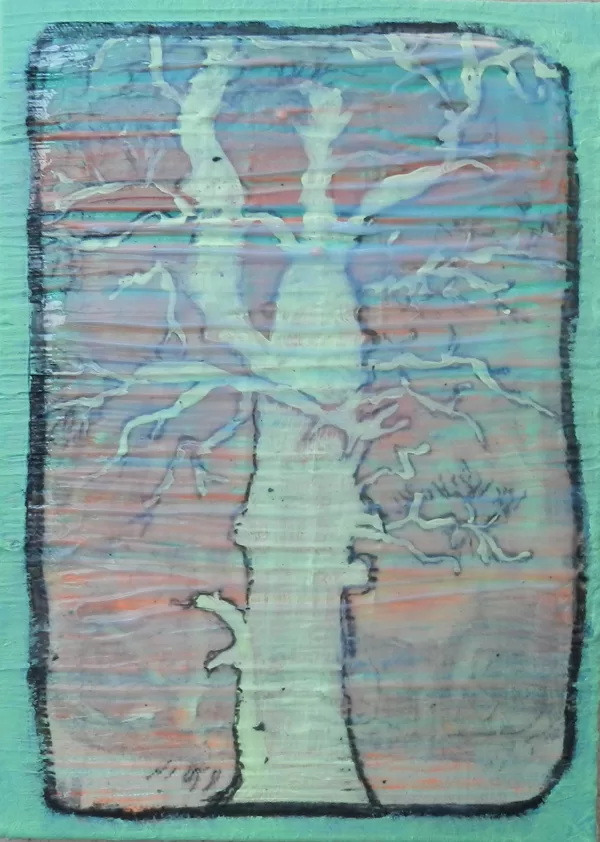 Eiche, 18 x 13 cm, Mischtechnik auf Leinwand, 2015