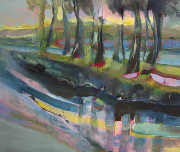 Am Rhein II, 120 x 140 cm, Mischtechnik auf Leinwand, 2007