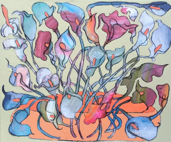 Callas III, 50 x 60 cm, Acryl und Kohle auf Leinwand, 2017