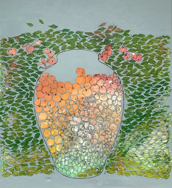 Sinfonie I, 150 x 135 cm, Acryl und Kohle auf Leinwand, 2023