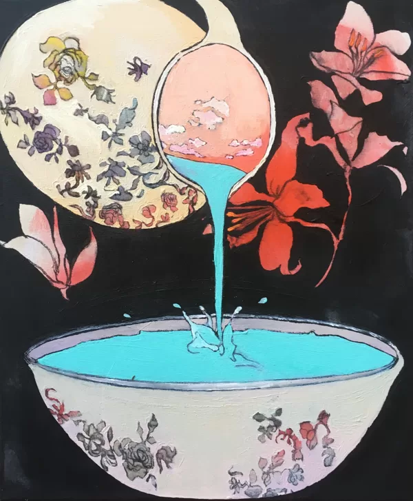 Ich sehe den Himmel offen II, 60 x 50 cm, Acryl und Kohle auf Leinwand, 2018, verkauft