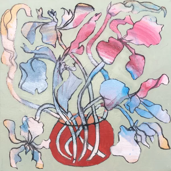 Iris II, 30 x 30 cm, Acryl und Kohle auf Leinwand, 2017