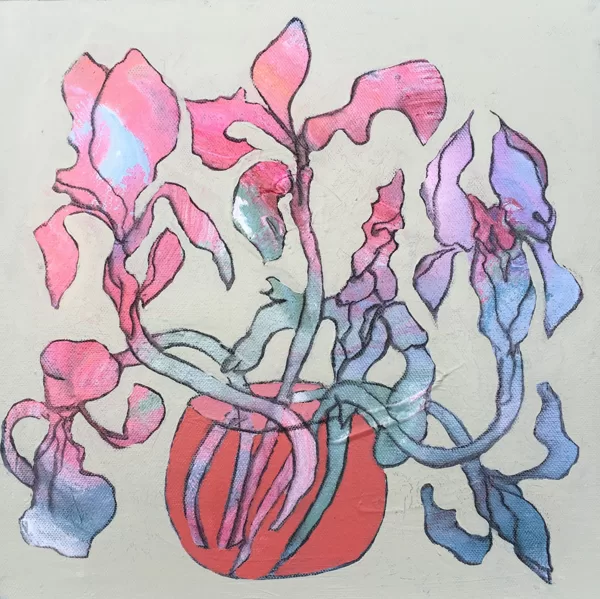 Iris I, 30 x 30 cm, Acryl und Kohle auf Leinwand, 2017