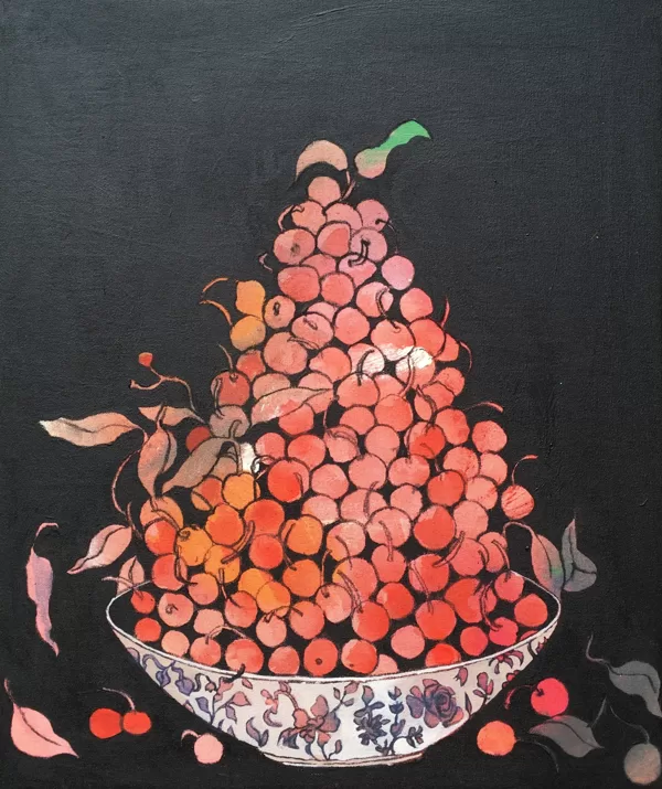 Käthes Schale, 55 x 46 cm, Acryl und Kohle auf Leinwand, 2018, verkauft