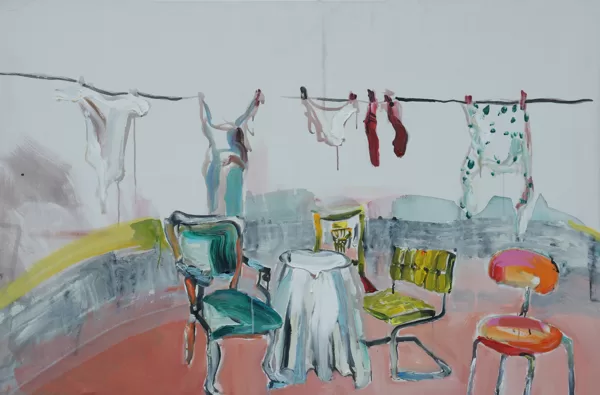 Sitzrichtungen, Acryl auf Leinwand, 100 x 150 cm, 2009