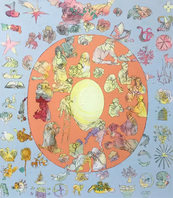 Licht II, 162 x 130 cm Acryl und Kohle auf Leinwand, 2020