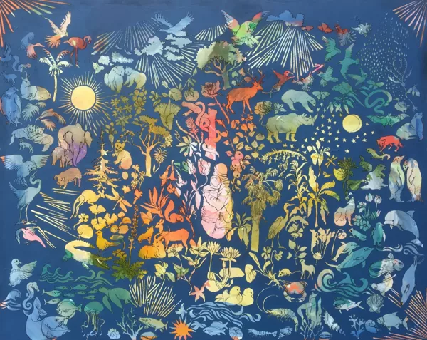 Schöpfung, 130 x 162 cm, Acryl und Kohle auf Leinwand, 2020, verkauft