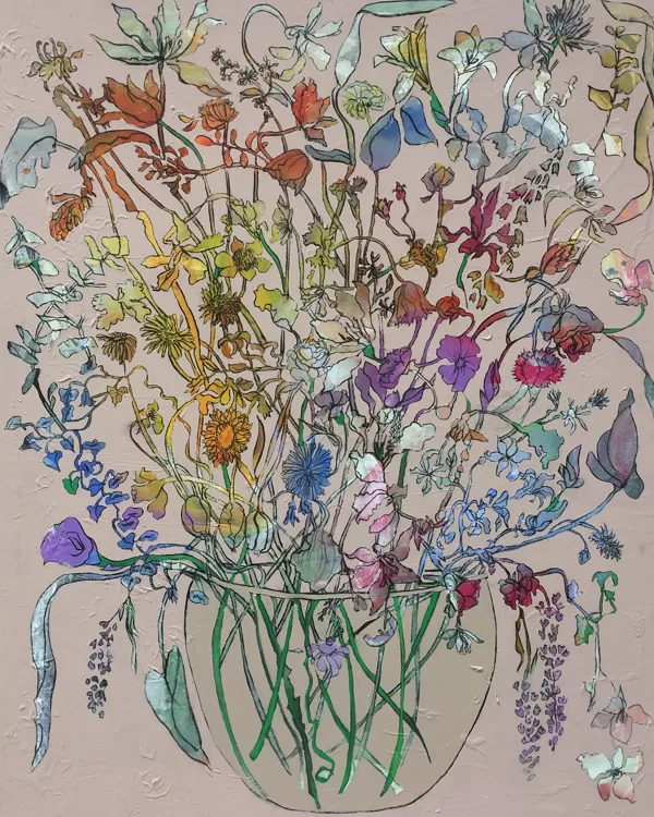 Stillleben, 162 x 130 cm, Acryl und Kohle auf Leinwand, 2018, verkauft