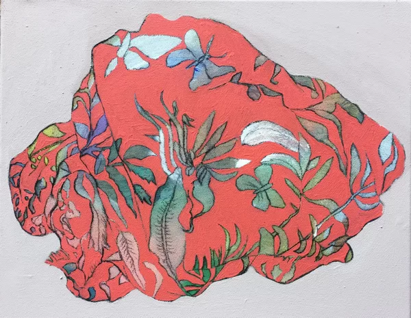 Tuch II, 40 x 50 cm, Acryl und Kohle auf Leinwand, 2018