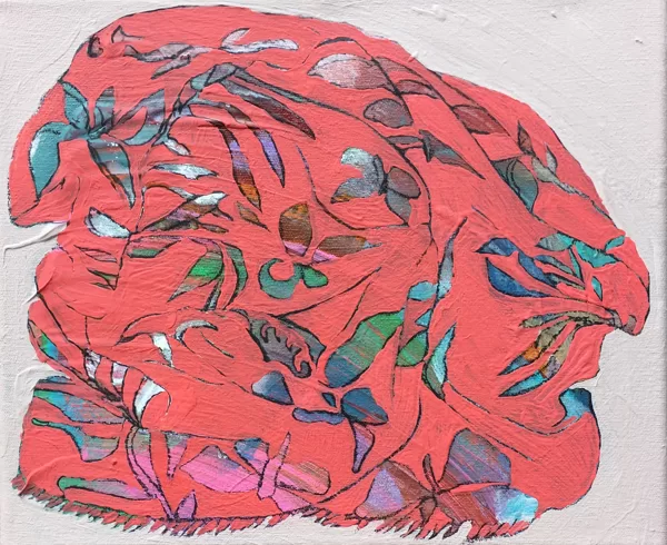 Tuch I, 25 x 30 cm, Acryl und Kohle auf Leinwand, 2018