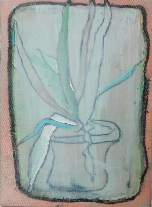 Pflanze, 18 x 13 cm, Acryl auf LW, 2014