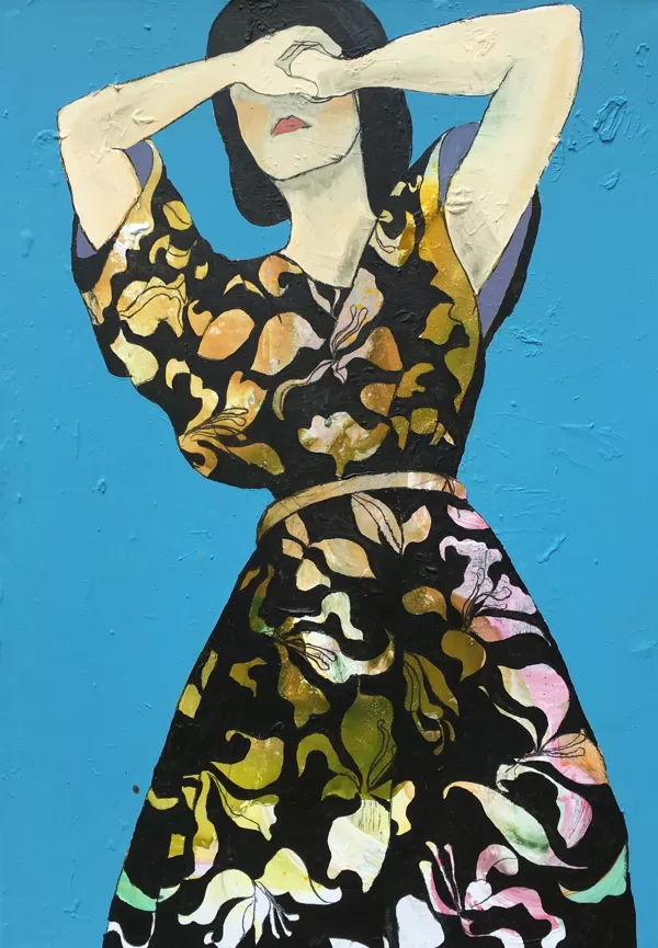 o.T., 100 x 70 cm, Acryl und Kohle auf Leinwand, 2017